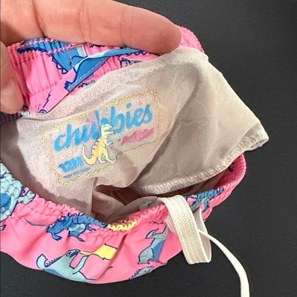 Chubbies Pink and Blue Swim Trunks Vibrant Dinosaur Design - Picture 2 of 2